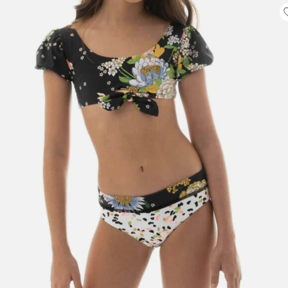 Maaji girls nights bikini set in black bouquet
